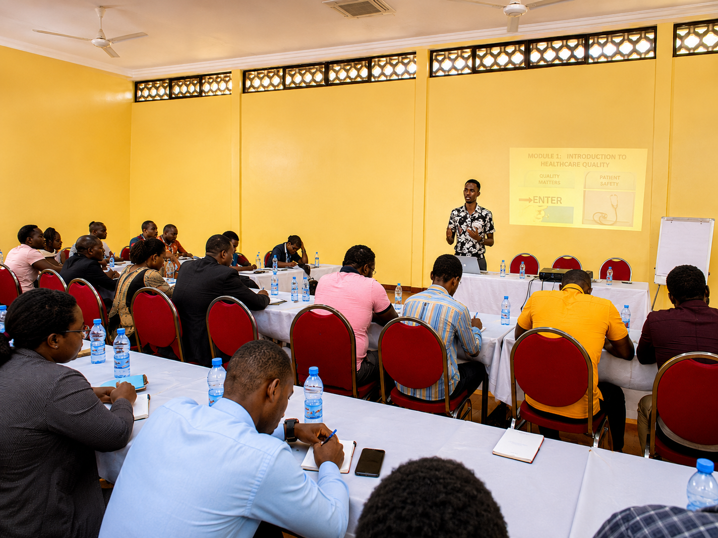 Azael Kyando leading a healthcare training session
